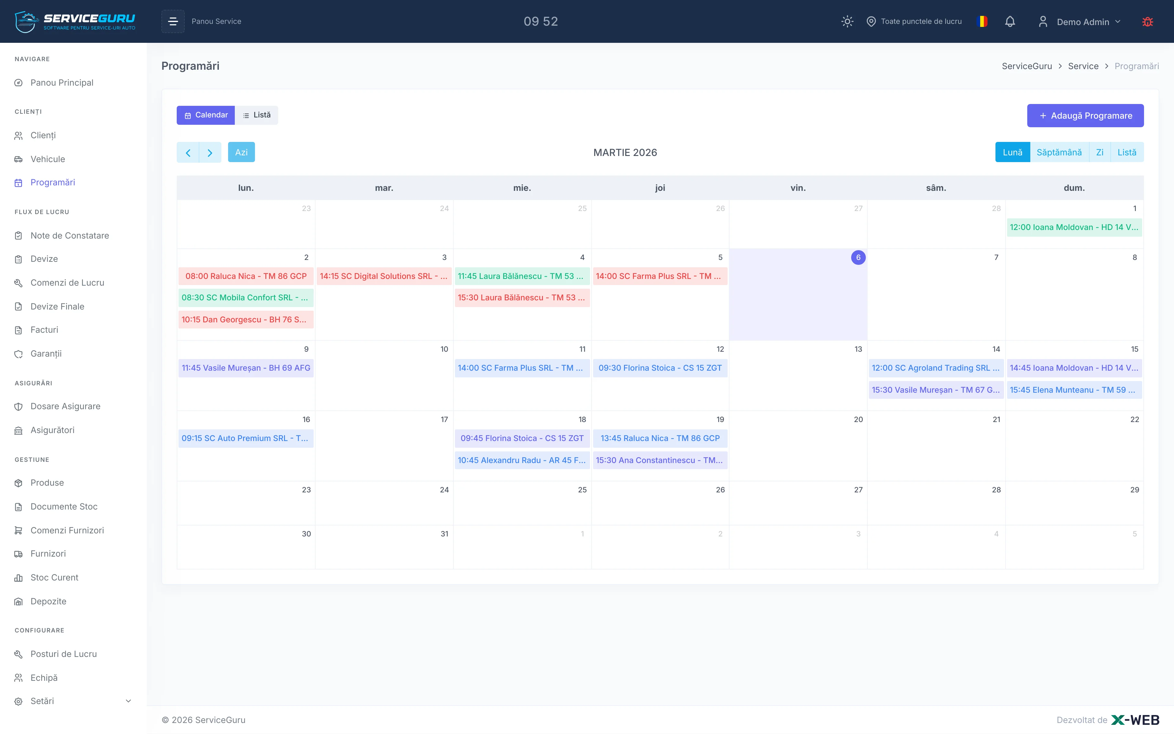 Calendar Programări